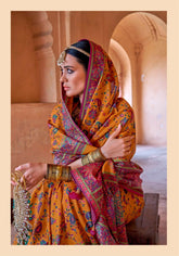 India Silk Yellow Sarees Combine The Richness Of Pure Silk With Exquisite Luxury Prints